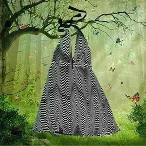 Y2k Black/White Express Halter Dress